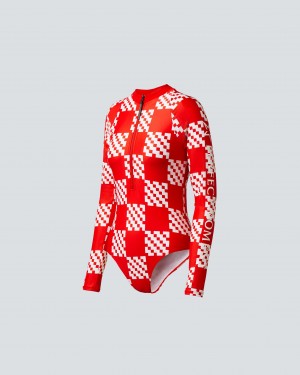 Perfect Moment Block Check PM Half-Zip Spring Suit Rojos | GAC376514