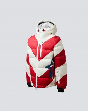 Perfect Moment Chevron Mojo Down Jacket Blancos Rojos | QAI284706