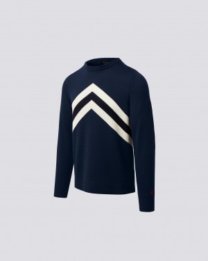 Perfect Moment Chevron Stripe Merino Lana Sueter Azul Marino | ZDP902347