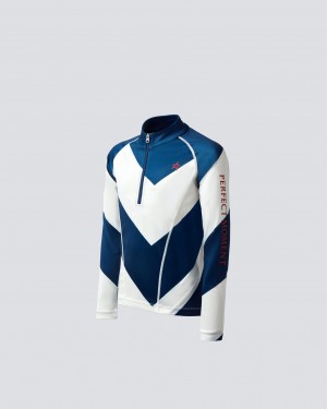 Perfect Moment Chevron Thermal Half-Zip Azul Marino Blancos | EIX389402