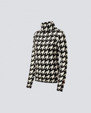 Perfect Moment Houndstooth Merino Lana Turtleneck Negros Blancos | QDI328159