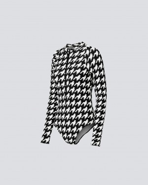 Perfect Moment Houndstooth PM Half-Zip Spring Suit Negros Blancos | XNL023651
