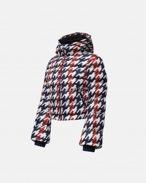 Perfect Moment Houndstooth Polar Flare Down Jacket Houndstooth | HNI539081