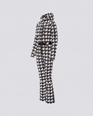 Perfect Moment Houndstooth Ski Suit Negros Blancos | VRF834567