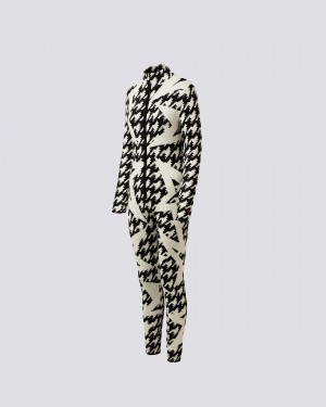 Perfect Moment Houndstooth Star Merino Lana Jumpsuit Negros Blancos | PBU437196