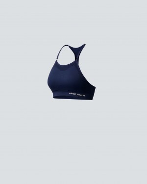 Perfect Moment Intarsia Fitness Top Azul Marino | JDC261854