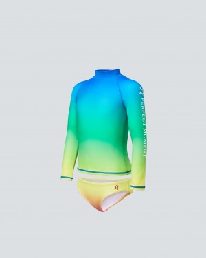 Perfect Moment Rainbow Sunrise Rash Guard Bikini Rainbow | TMW618053