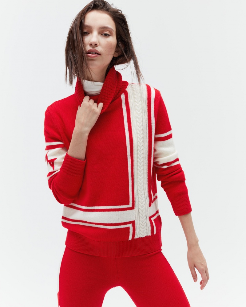 Perfect Moment A Rayas Suisse Merino Lana Sueter Rojos | SVQ086175