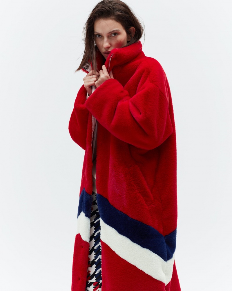 Perfect Moment Astrid Faux Fur Coat Rojos | OWA487052