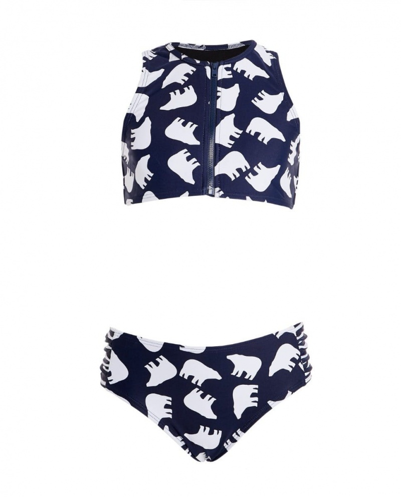 Perfect Moment Bear Crewneck Bikini Azul Marino Blancos | PEB351746