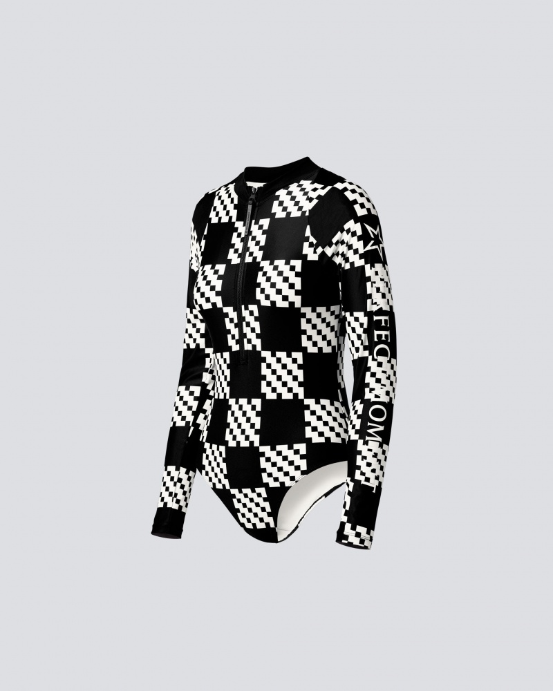 Perfect Moment Block Check PM Half-Zip Spring Suit Negros | JPB275489