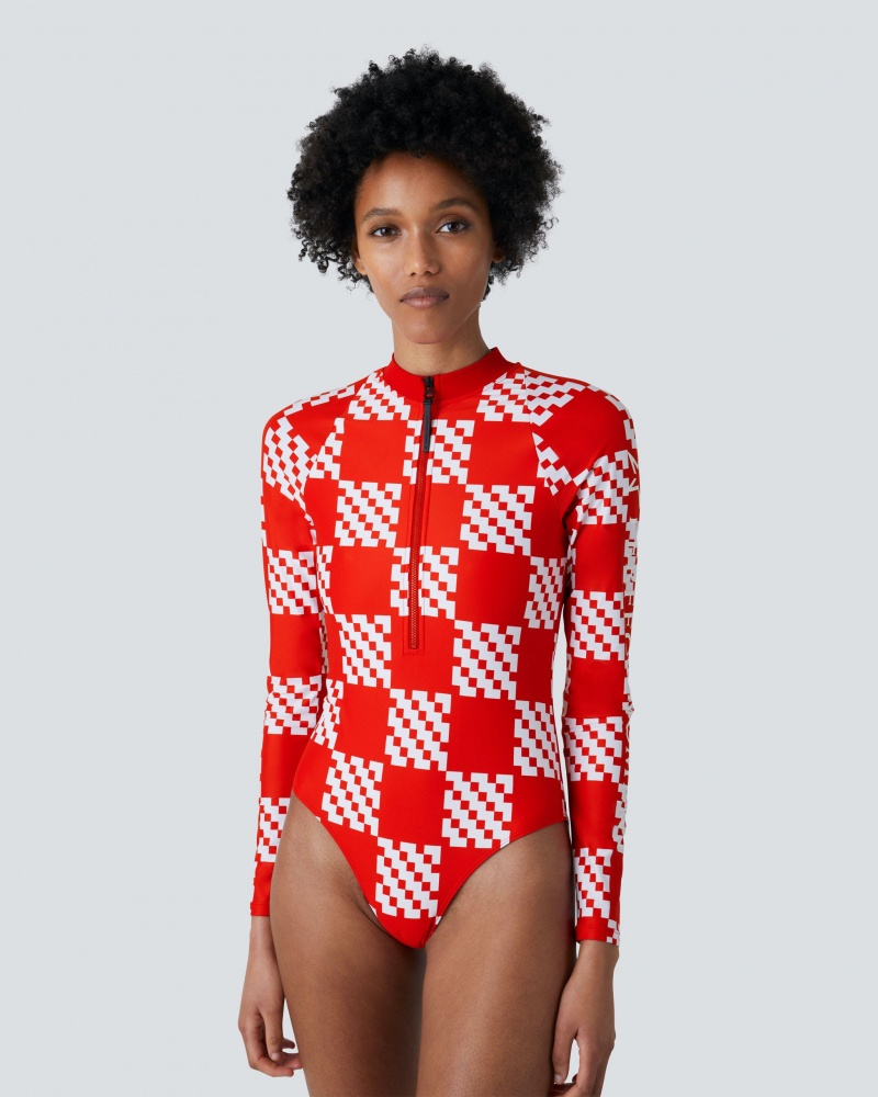 Perfect Moment Block Check PM Half-Zip Spring Suit Rojos | GAC376514