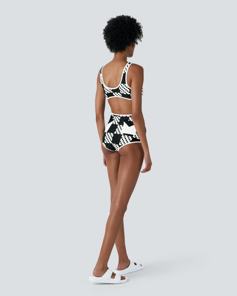 Perfect Moment Block Check Print High Cintura Bikini Negros | STH342970