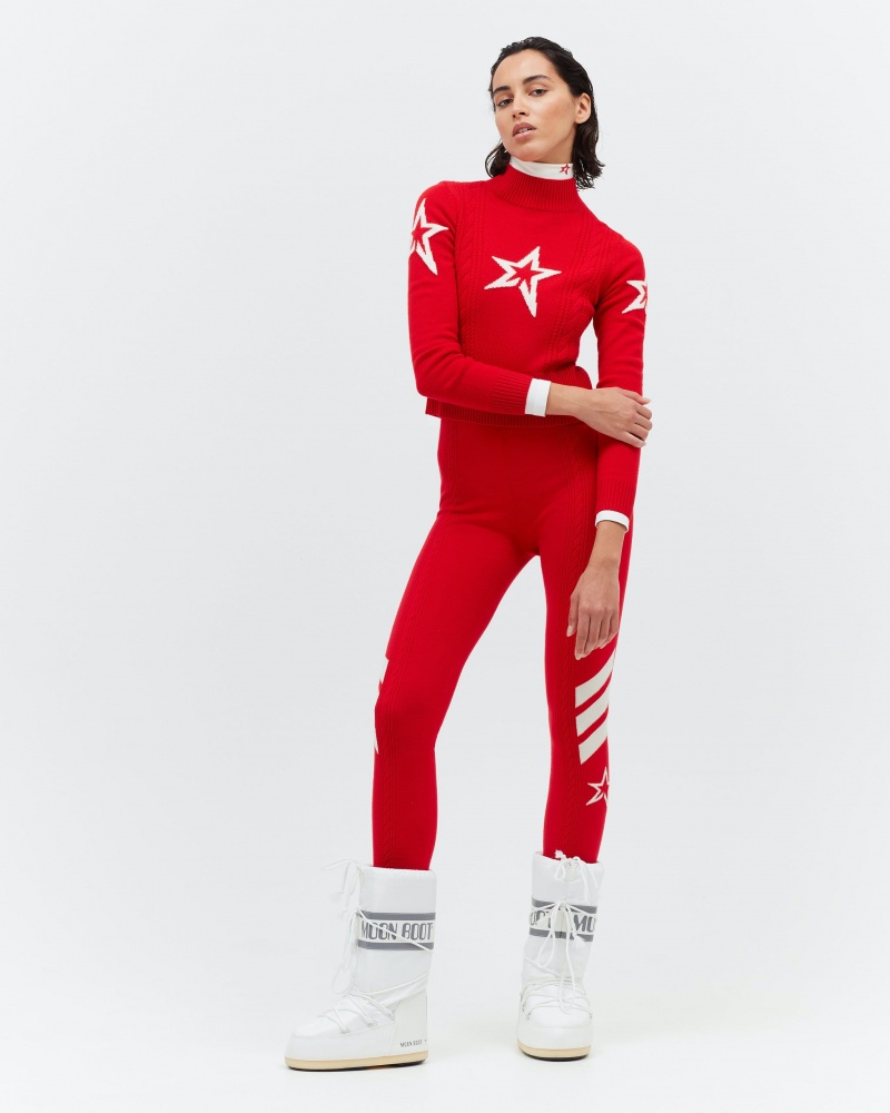 Perfect Moment Cable Merino Lana Legging Rojos | HCT682713