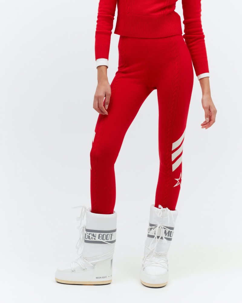 Perfect Moment Cable Merino Lana Legging Rojos | HCT682713