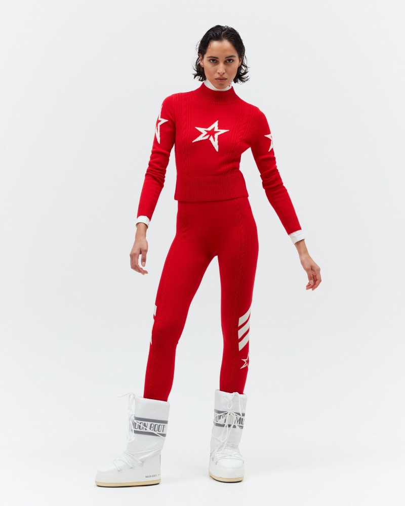 Perfect Moment Cable Merino Lana Sueter Rojos | KUM534706