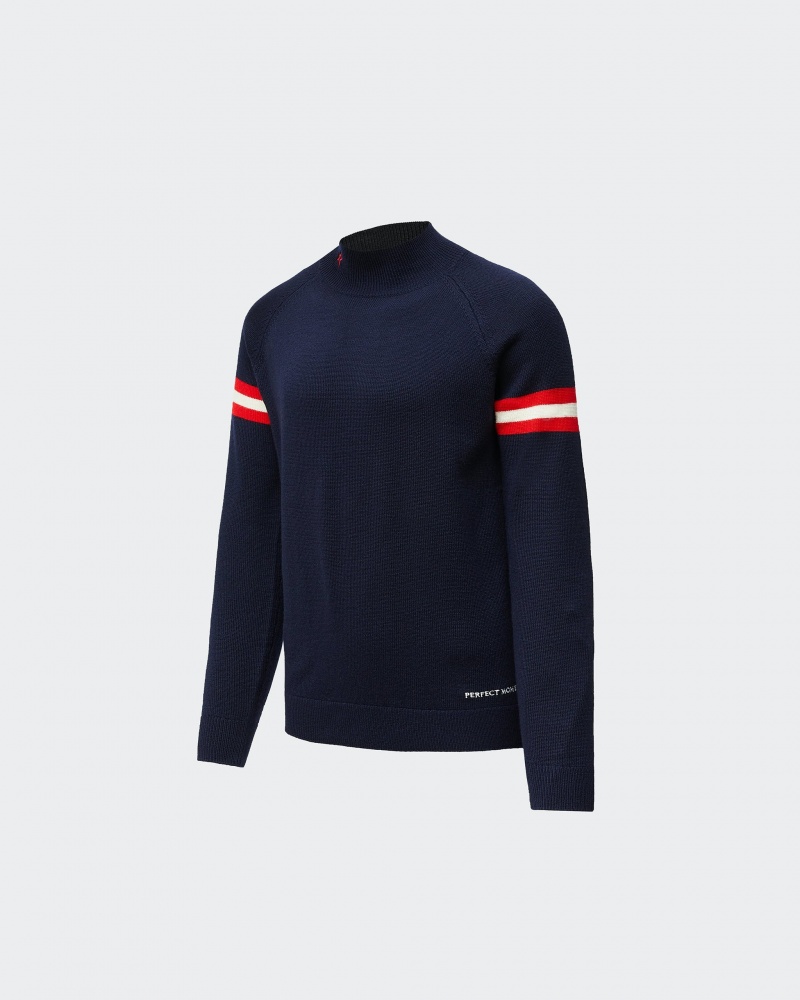 Perfect Moment Chamonix Merino Lana Turtleneck Azul Marino | JGE564920