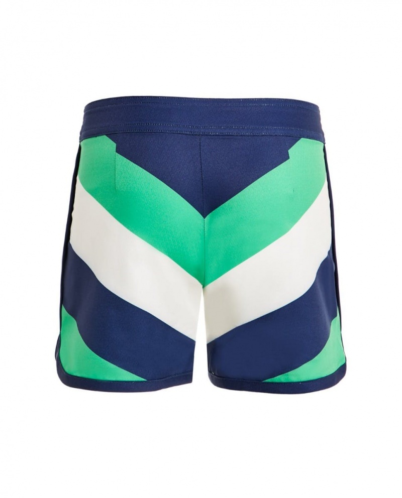 Perfect Moment Chevron Drawstring Board Shorts Azul Marino Verdes Blancos | PGM927130