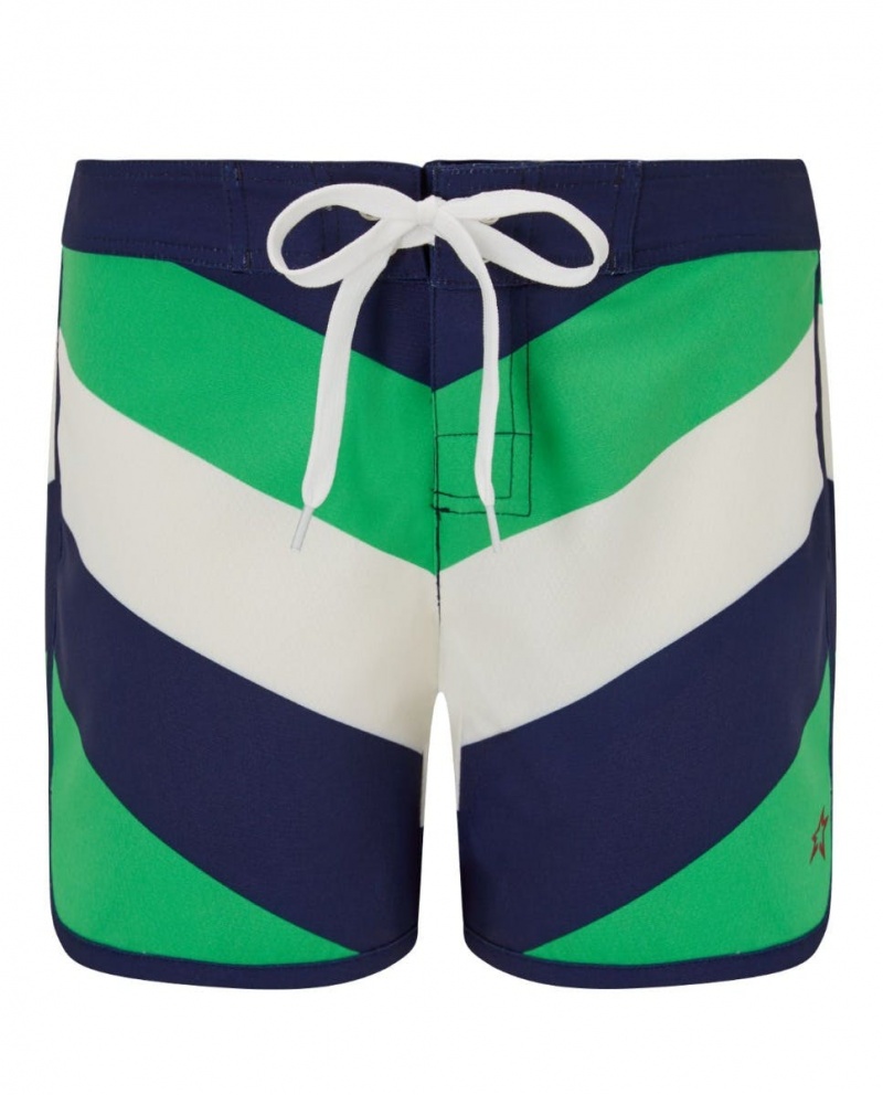Perfect Moment Chevron Drawstring Board Shorts Azul Marino Verdes Blancos | PGM927130