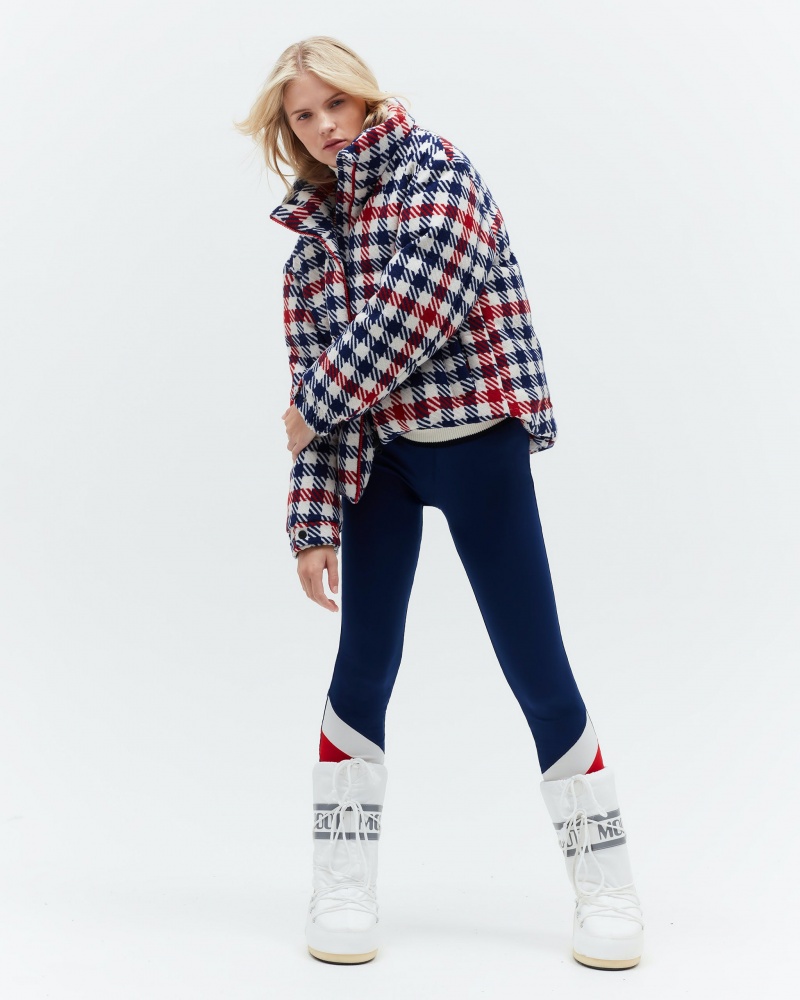 Perfect Moment Gingham Lana-Blend Down Jacket Blancos | IGR387412