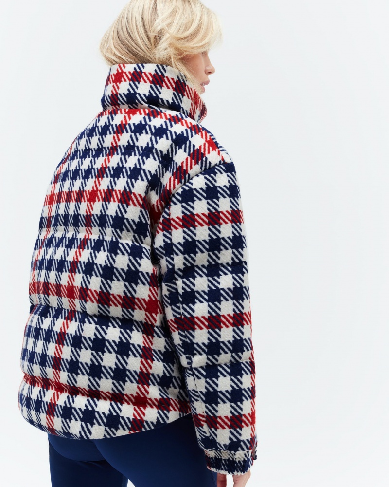 Perfect Moment Gingham Lana-Blend Down Jacket Blancos | IGR387412