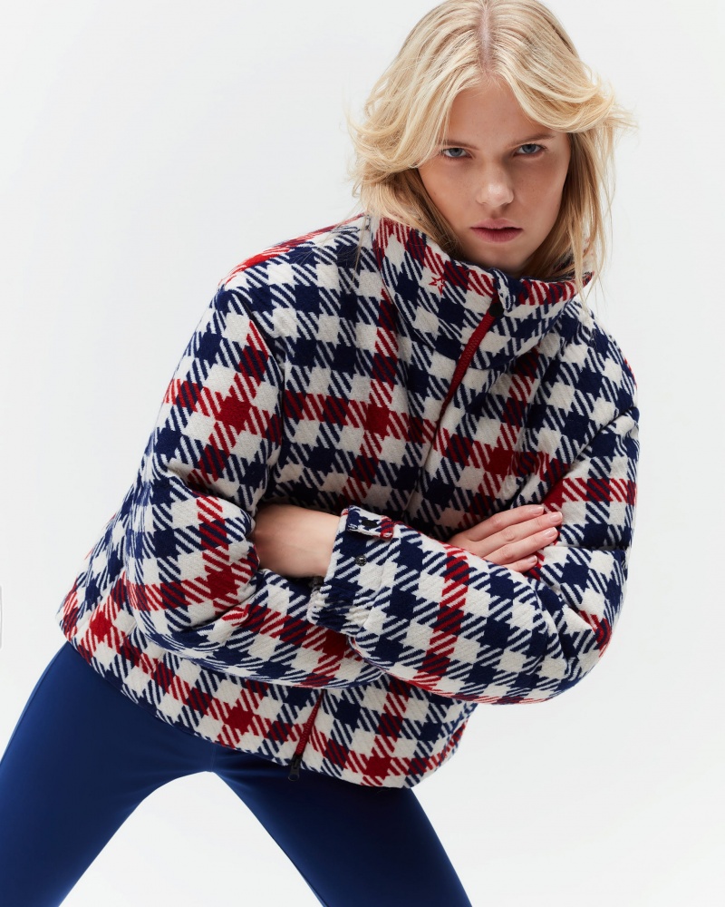 Perfect Moment Gingham Lana-Blend Down Jacket Blancos | IGR387412