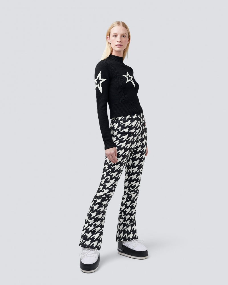 Perfect Moment Houndstooth Aurora High Cintura Flare Pant Negros Blancos | BMN690825