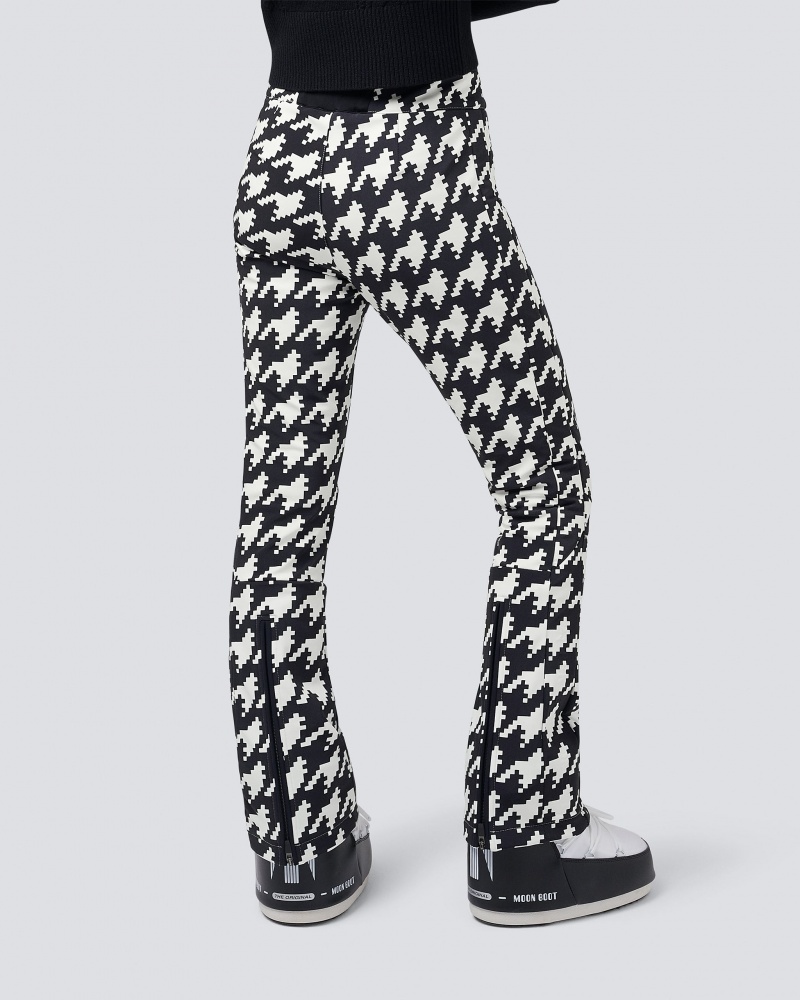Perfect Moment Houndstooth Aurora High Cintura Flare Pant Negros Blancos | BMN690825