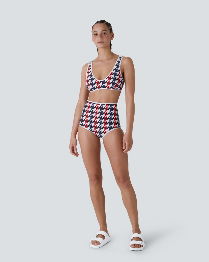 Perfect Moment Houndstooth High Cintura Bikini Houndstooth | ZKV905674