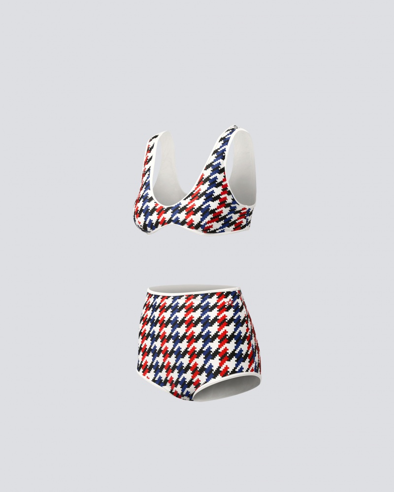 Perfect Moment Houndstooth High Cintura Bikini Houndstooth | ZKV905674
