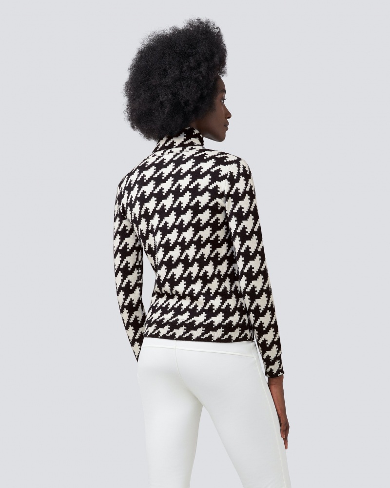 Perfect Moment Houndstooth Merino Lana Turtleneck Negros Blancos | QDI328159