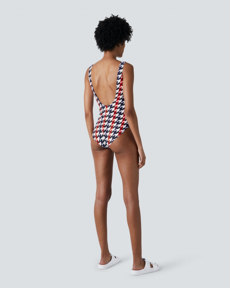 Perfect Moment Houndstooth One-Piece Swimsuit Houndstooth | DXN183965