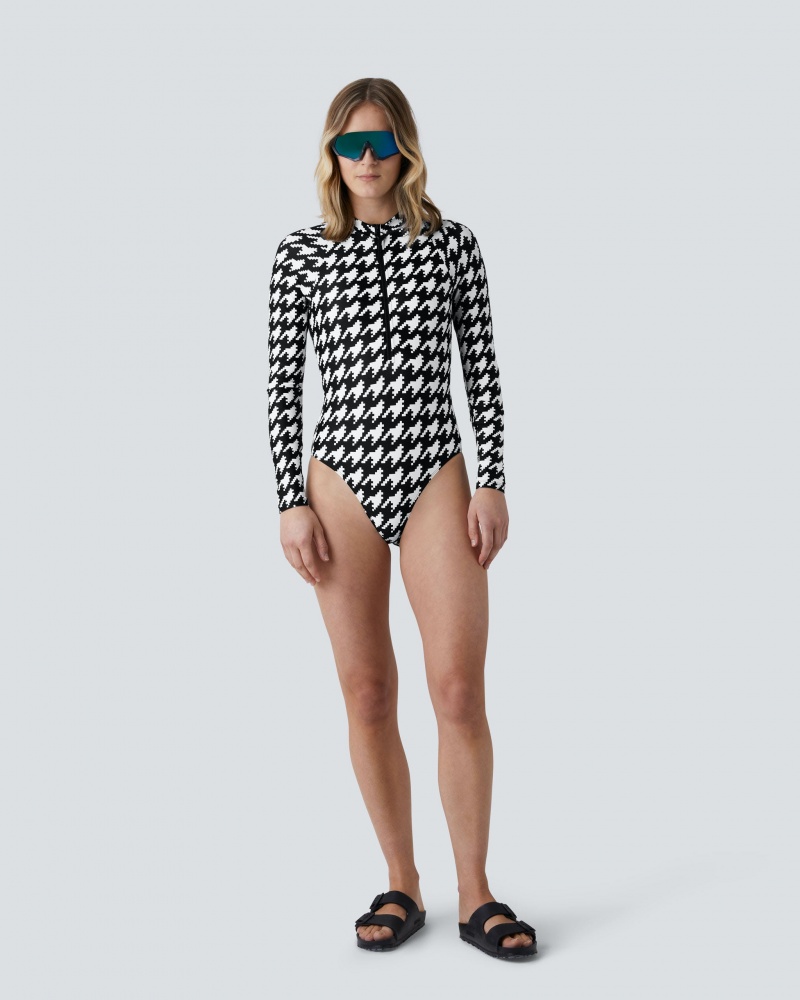 Perfect Moment Houndstooth PM Half-Zip Spring Suit Negros Blancos | KUJ025378
