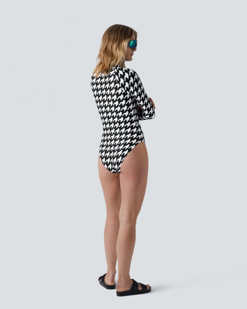 Perfect Moment Houndstooth PM Half-Zip Spring Suit Negros Blancos | KUJ025378