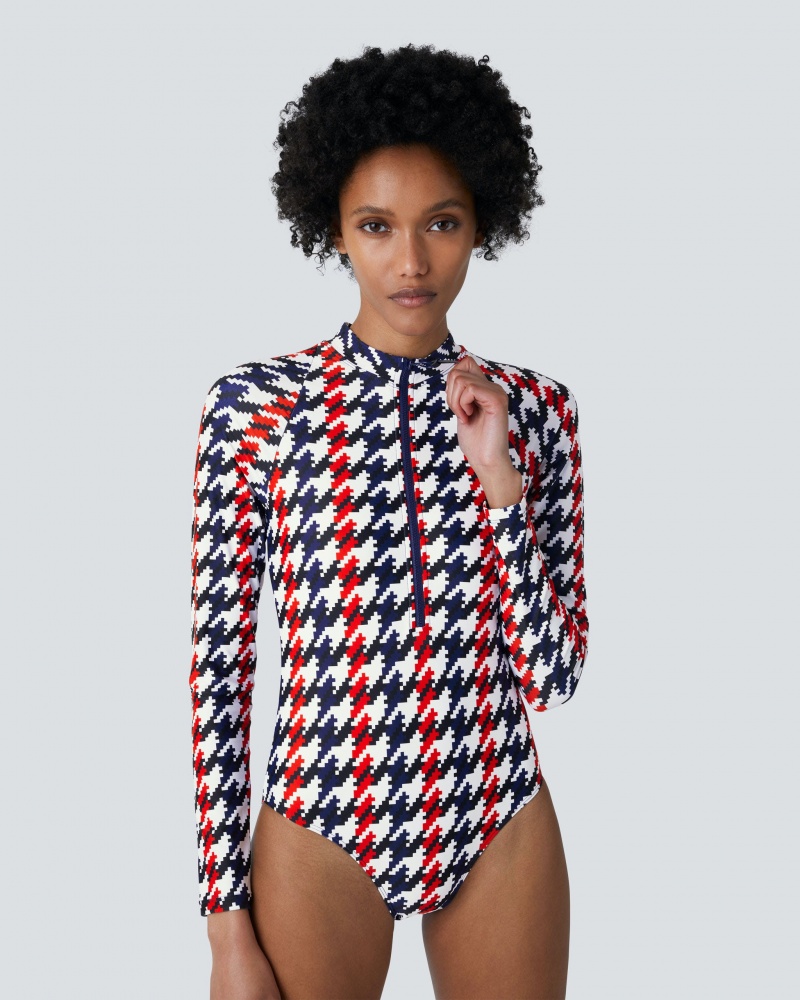 Perfect Moment Houndstooth PM Half-Zip Spring Suit Houndstooth | MOV160975