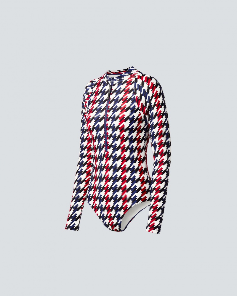 Perfect Moment Houndstooth PM Half-Zip Spring Suit Houndstooth | MOV160975