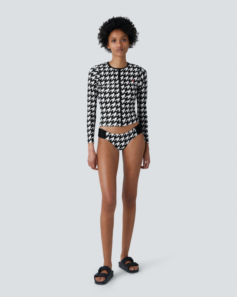 Perfect Moment Houndstooth Rashguard Bikini Negros Blancos | AUR247189