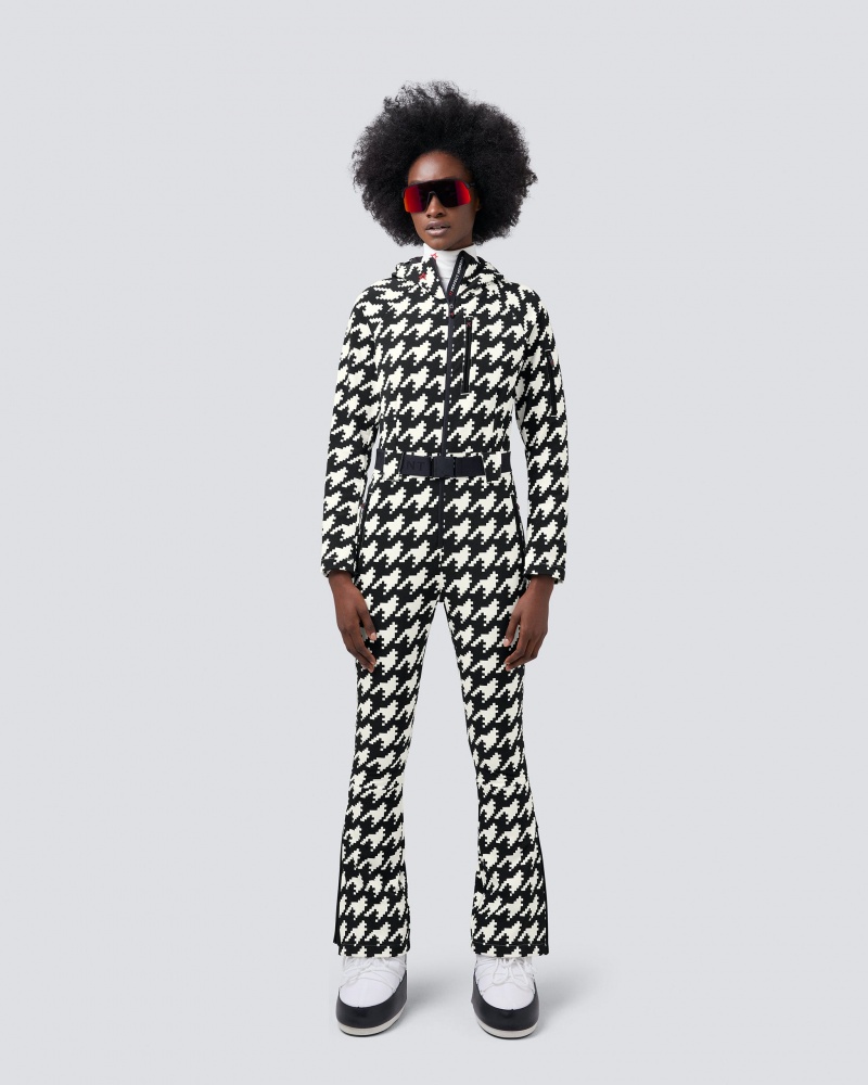 Perfect Moment Houndstooth Ski Suit Negros Blancos | VRF834567