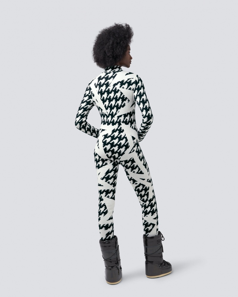 Perfect Moment Houndstooth Star Merino Lana Jumpsuit Negros Blancos | PBU437196