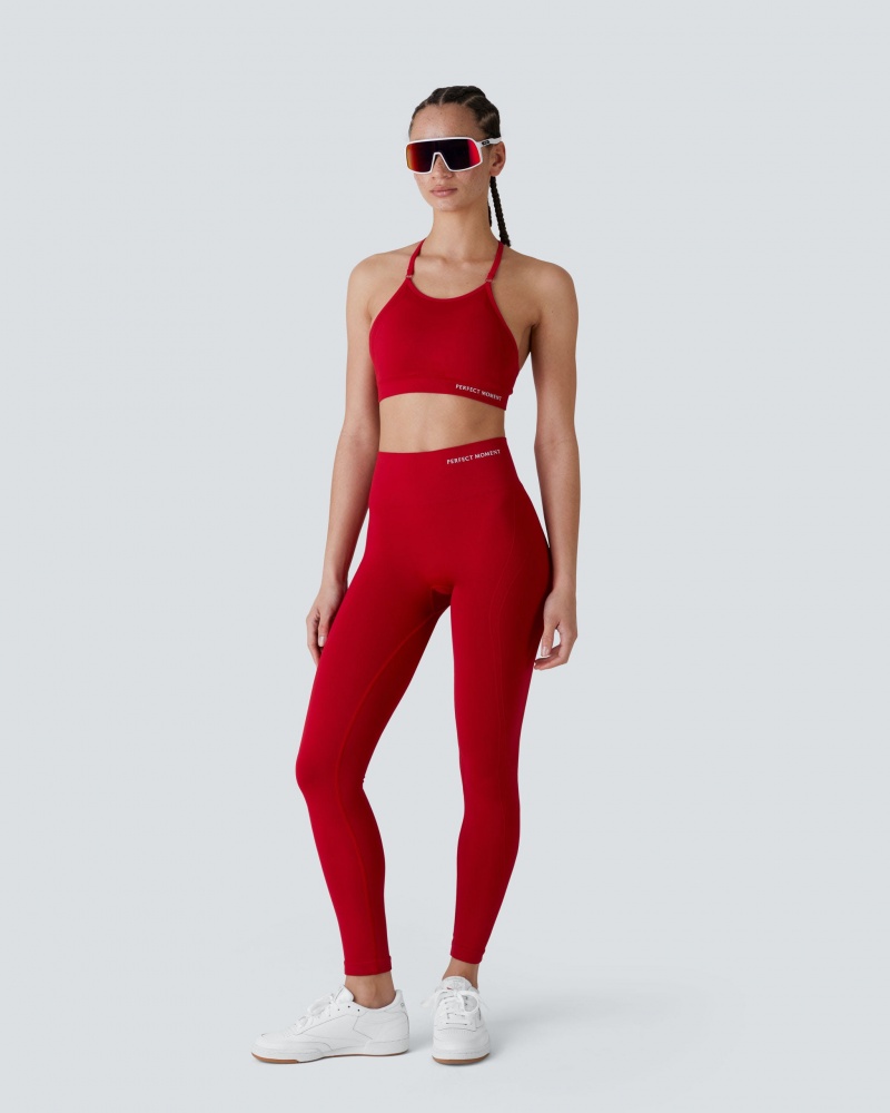 Perfect Moment Intarsia Fitness Top Rojos | RYE648973