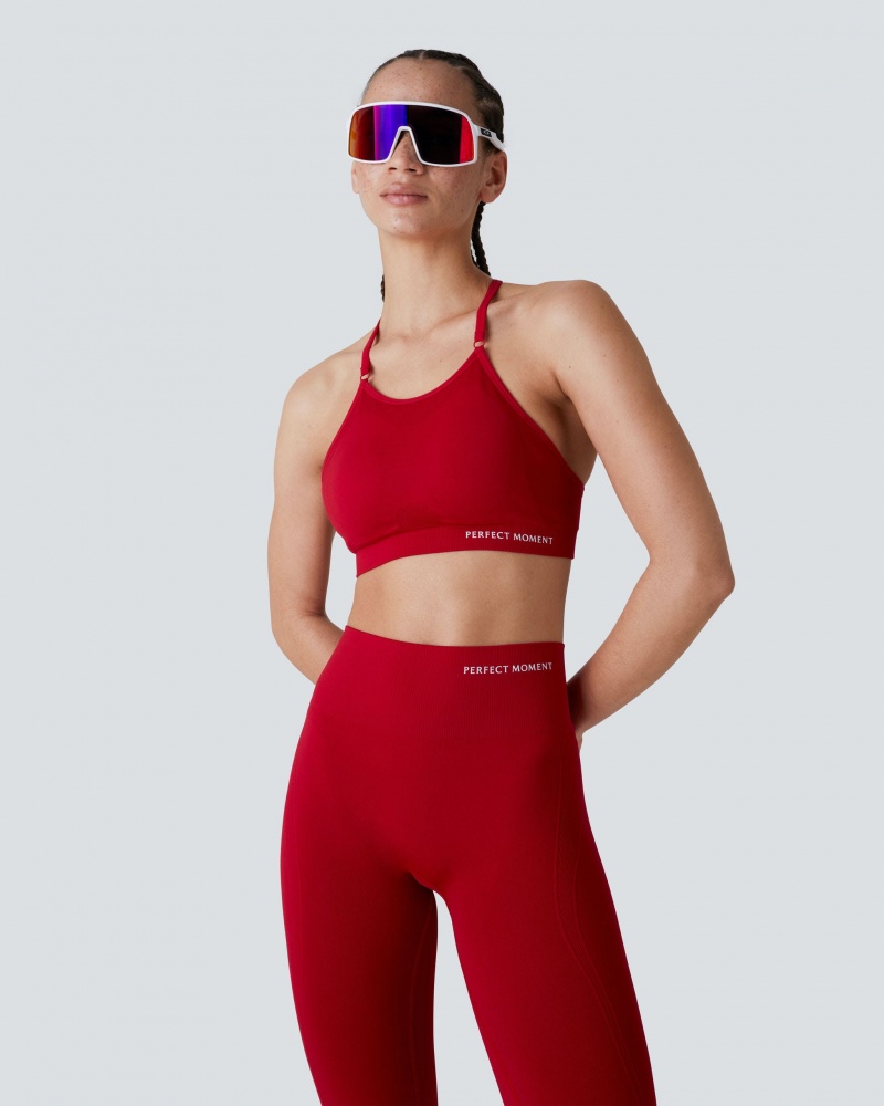 Perfect Moment Intarsia Fitness Top Rojos | RYE648973