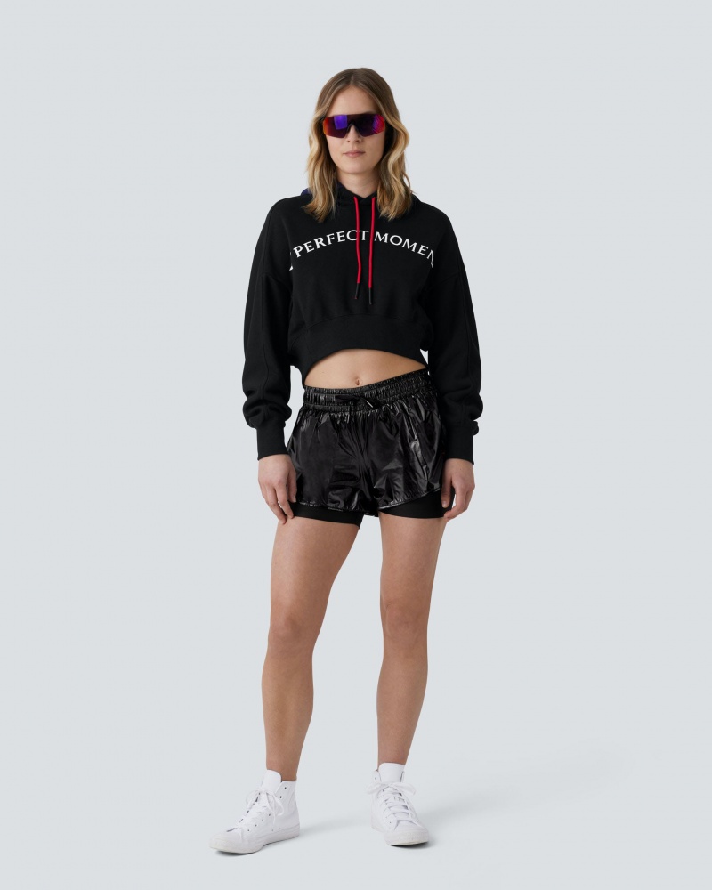Perfect Moment PM Cropped Hoodie Negros | XUW572391