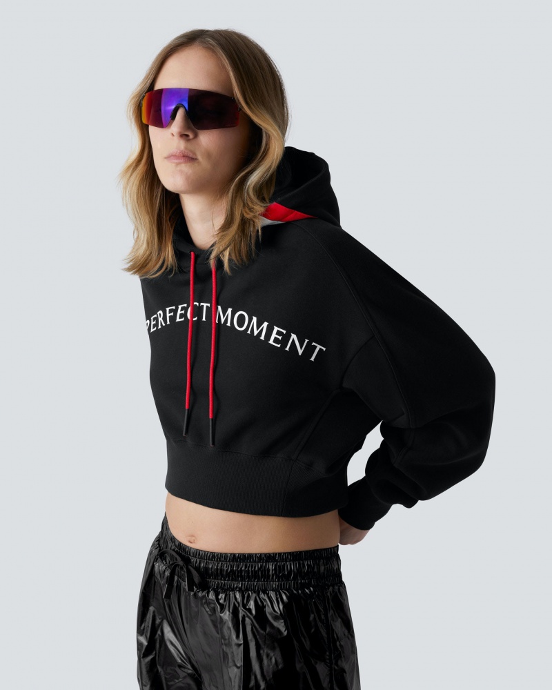 Perfect Moment PM Cropped Hoodie Negros | XUW572391