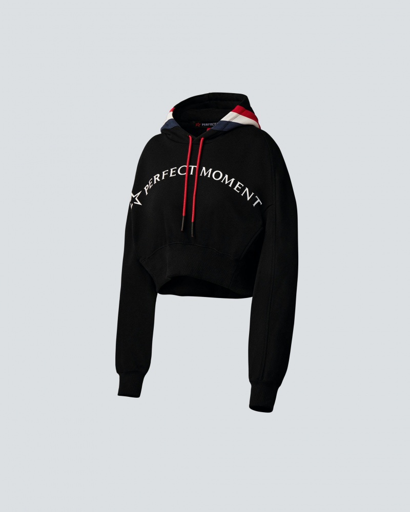 Perfect Moment PM Cropped Hoodie Negros | XUW572391