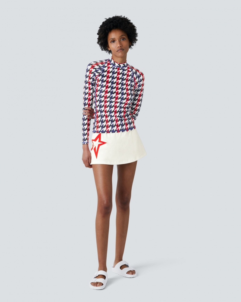 Perfect Moment PM Houndstooth Long Sleeve Rash Guard Houndstooth | ATD968730