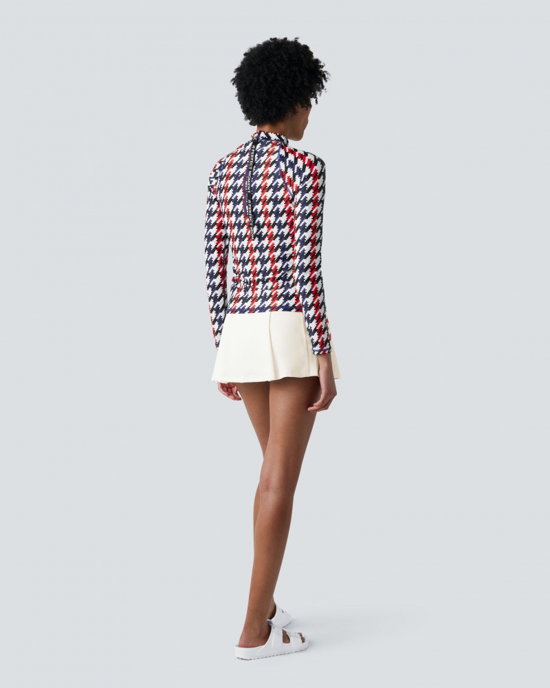 Perfect Moment PM Houndstooth Long Sleeve Rash Guard Houndstooth | ATD968730