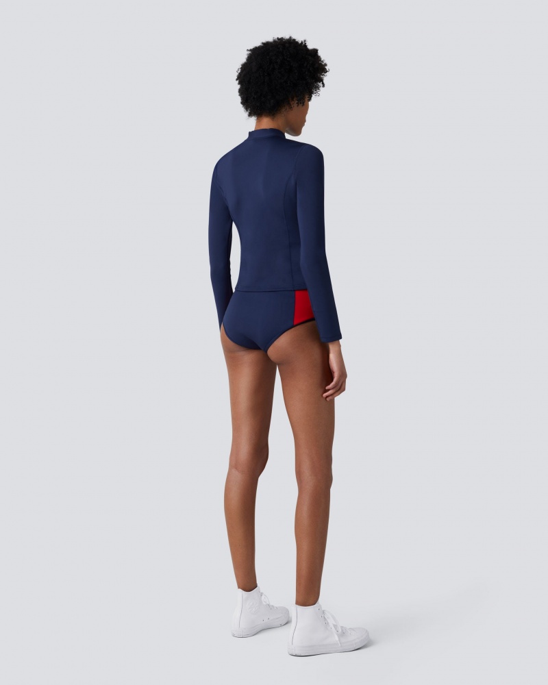 Perfect Moment PM Long Sleeve Bikini Top Azul Marino | LKJ824196