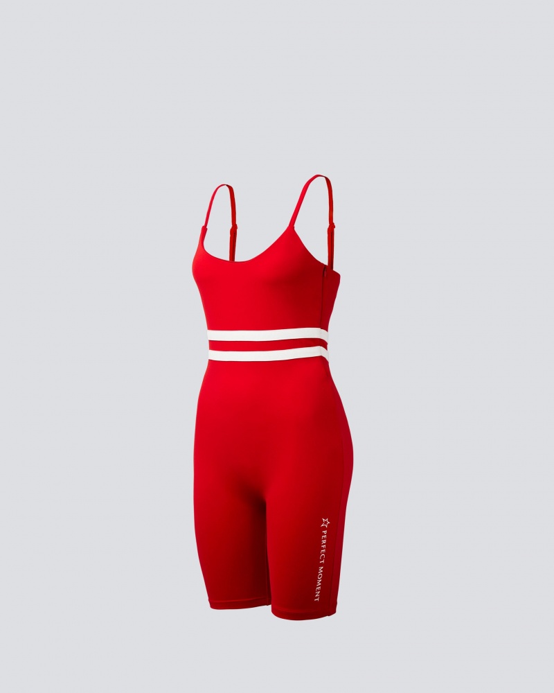 Perfect Moment Seamless Stripe Fitness Suit Rojos | ETZ297630