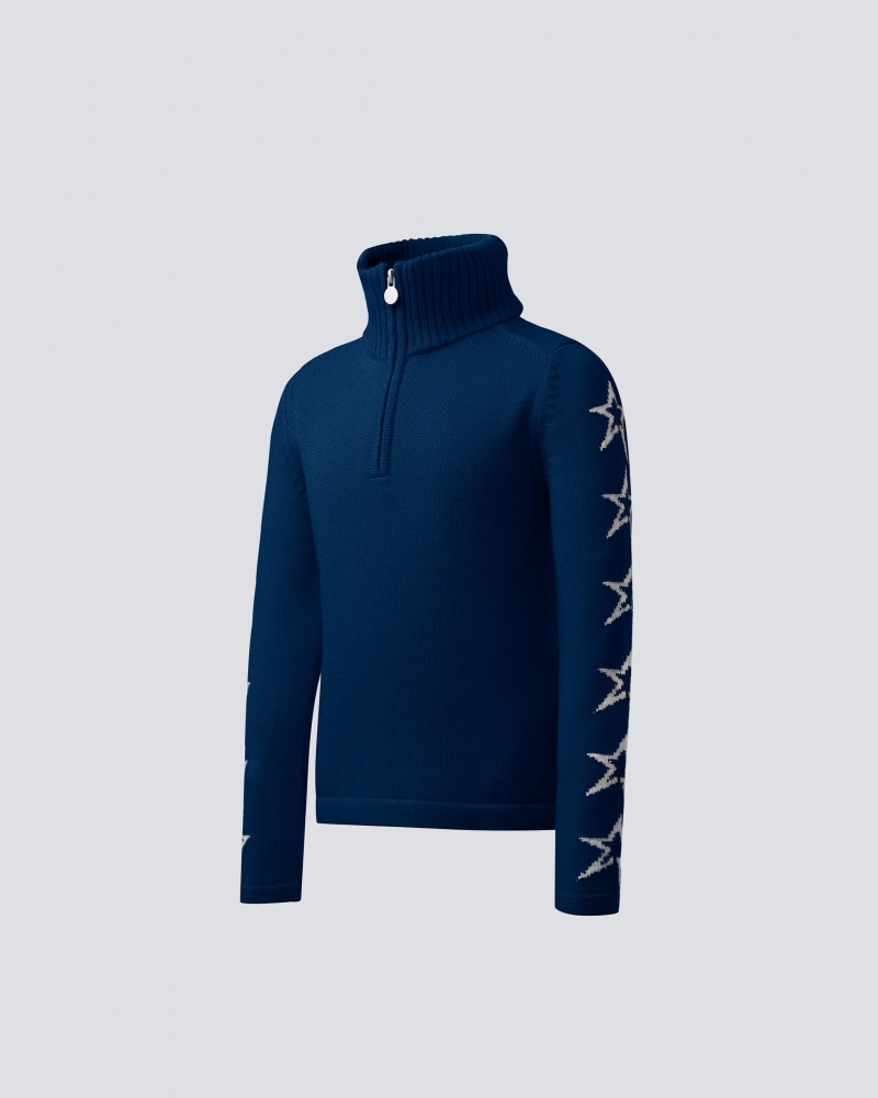 Perfect Moment Star Merino Lana Half Zip Sueter Azul Marino | YRK037946