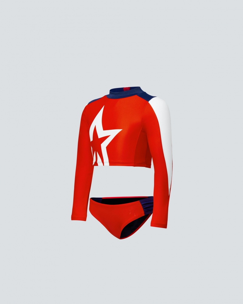Perfect Moment Star Rash Guard Bikini Rojos | ZMY215046